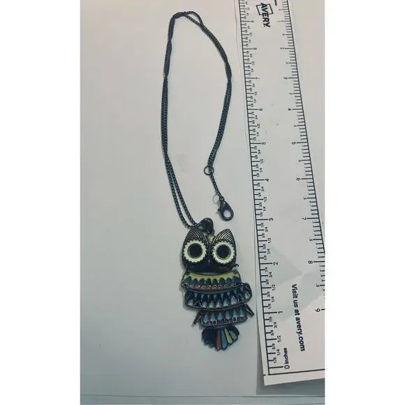 CUTE BRASS VINTAGE OWL NECKLACE - Picture 5 of 5